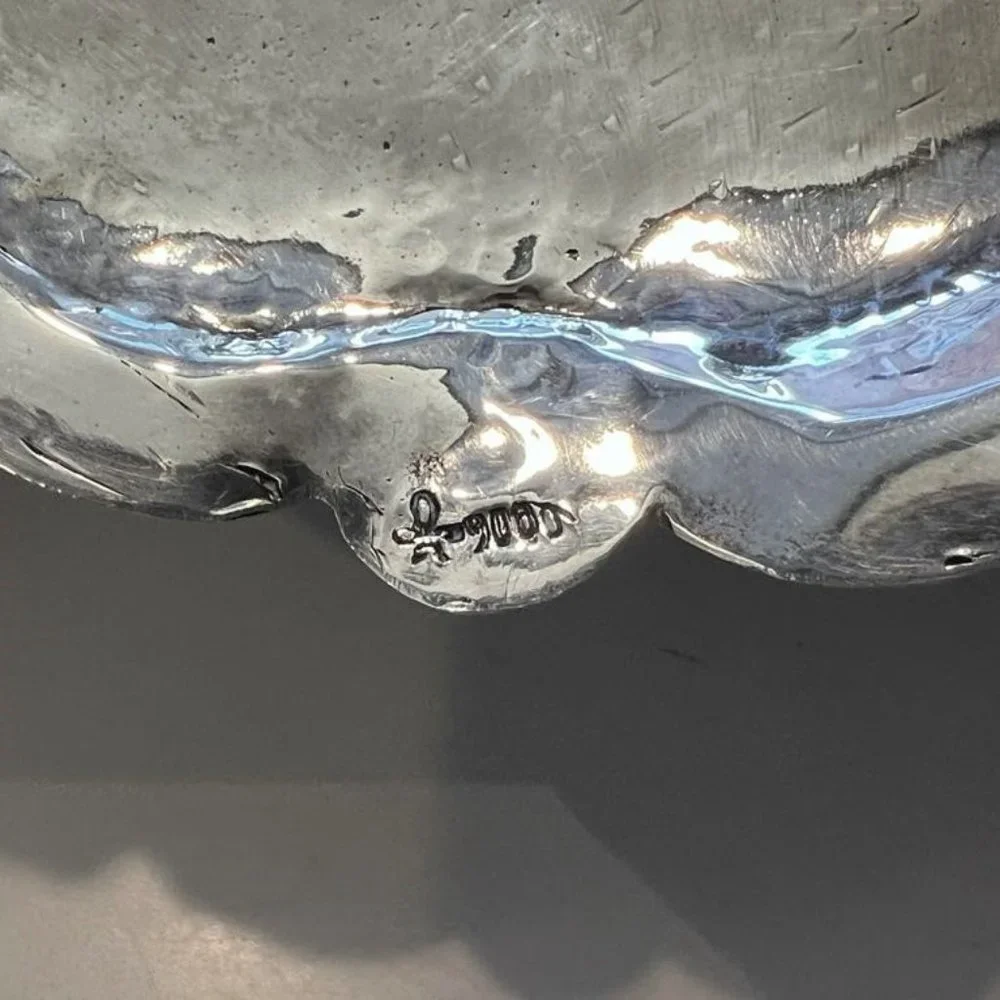๐ฅVintage 900 Sterling Silver Oblong Platter Tray 12x16โ Lobed Floral Rim 24oz๐ฅ - Picture 10 of 11